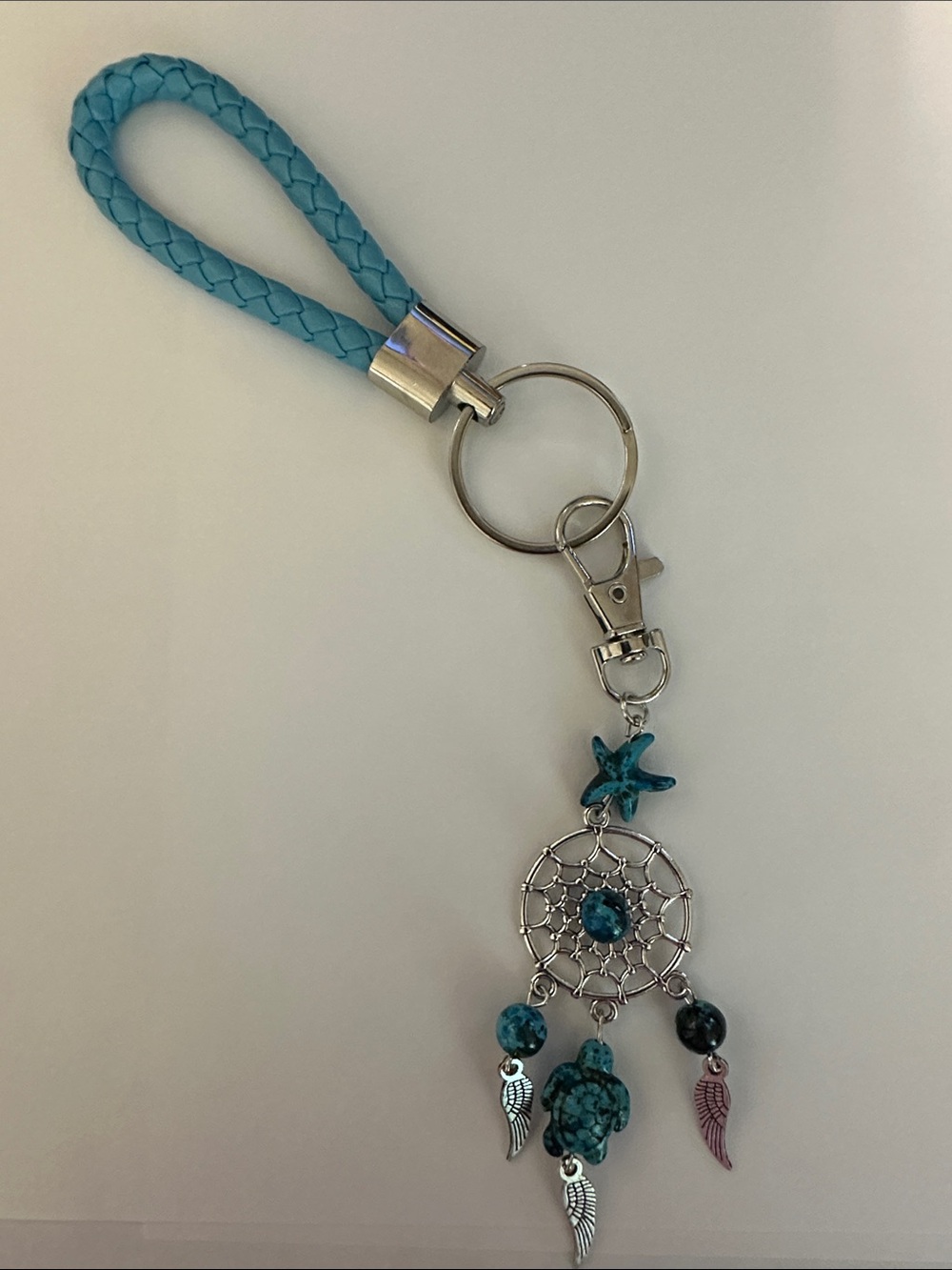 Turquoise Braided Dreamcatcher Keychain